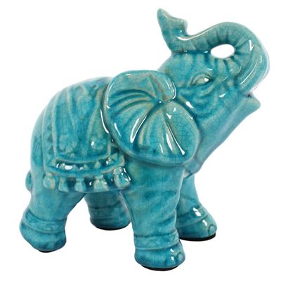 Elephant Blue Crackle Glaze Large